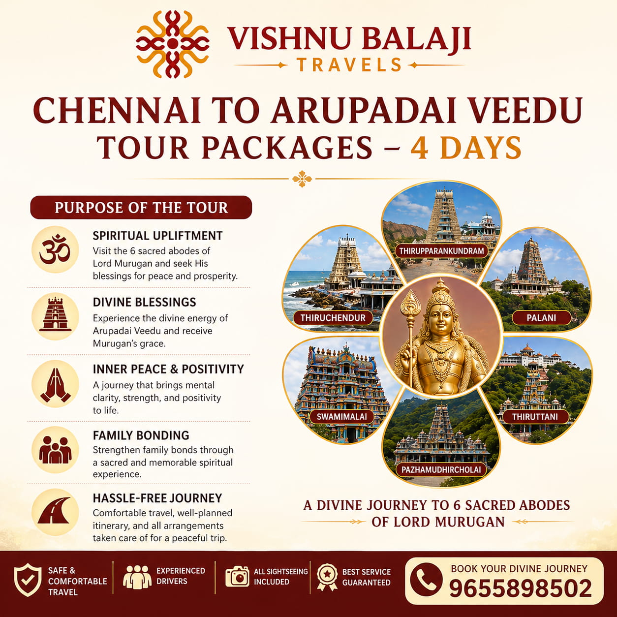 4days Arupadai Veedu Murugan Temple Tour From Chennai