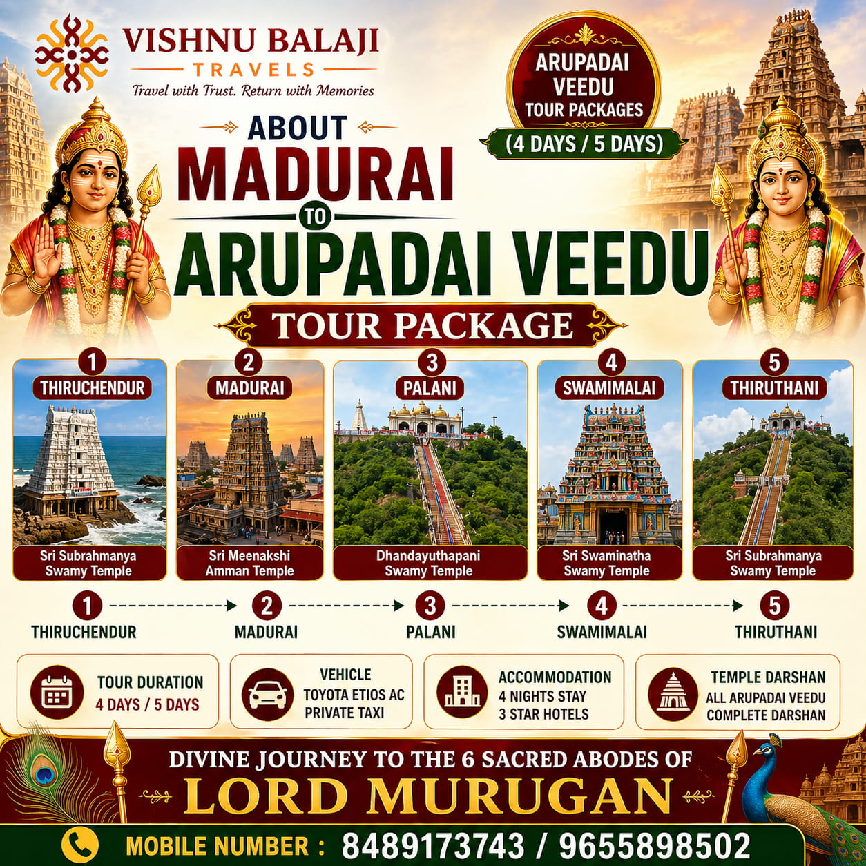 About Madurai Arupadai Murugan Temple Tour Packages