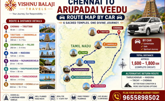 Chennai To Arupadai Veedu Route Map