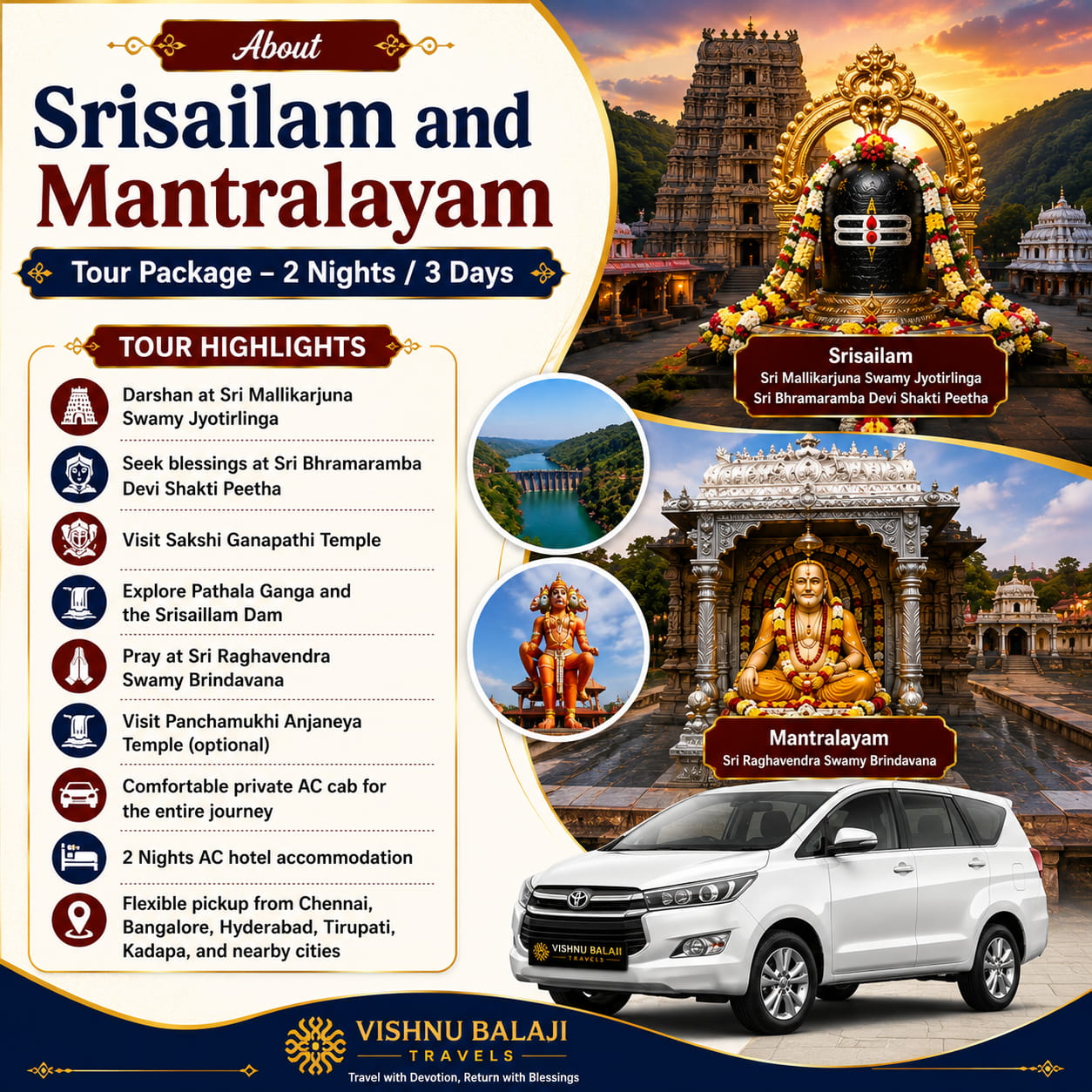 About Srisailam Mantralayam Tour Package