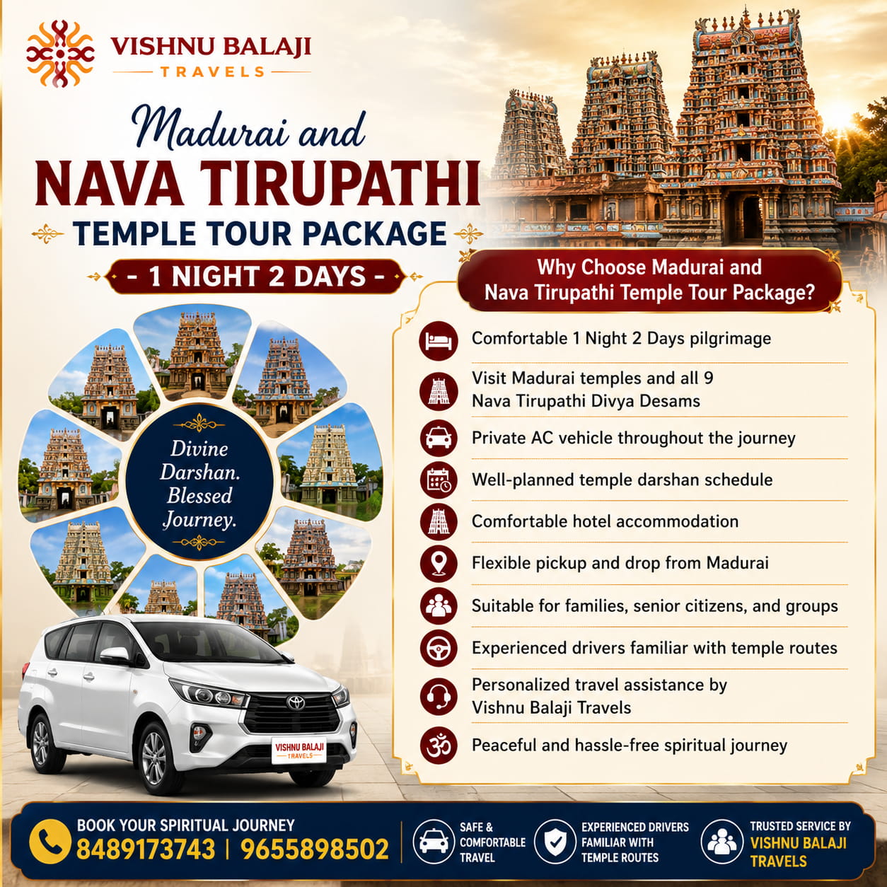 Madurai Nava Tirupathi Temple 2days Tour