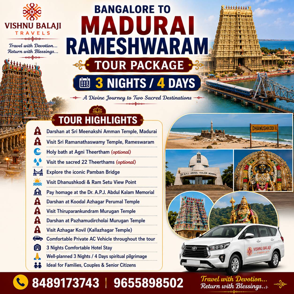 Madurai Rameswaram Tour From Bangalore