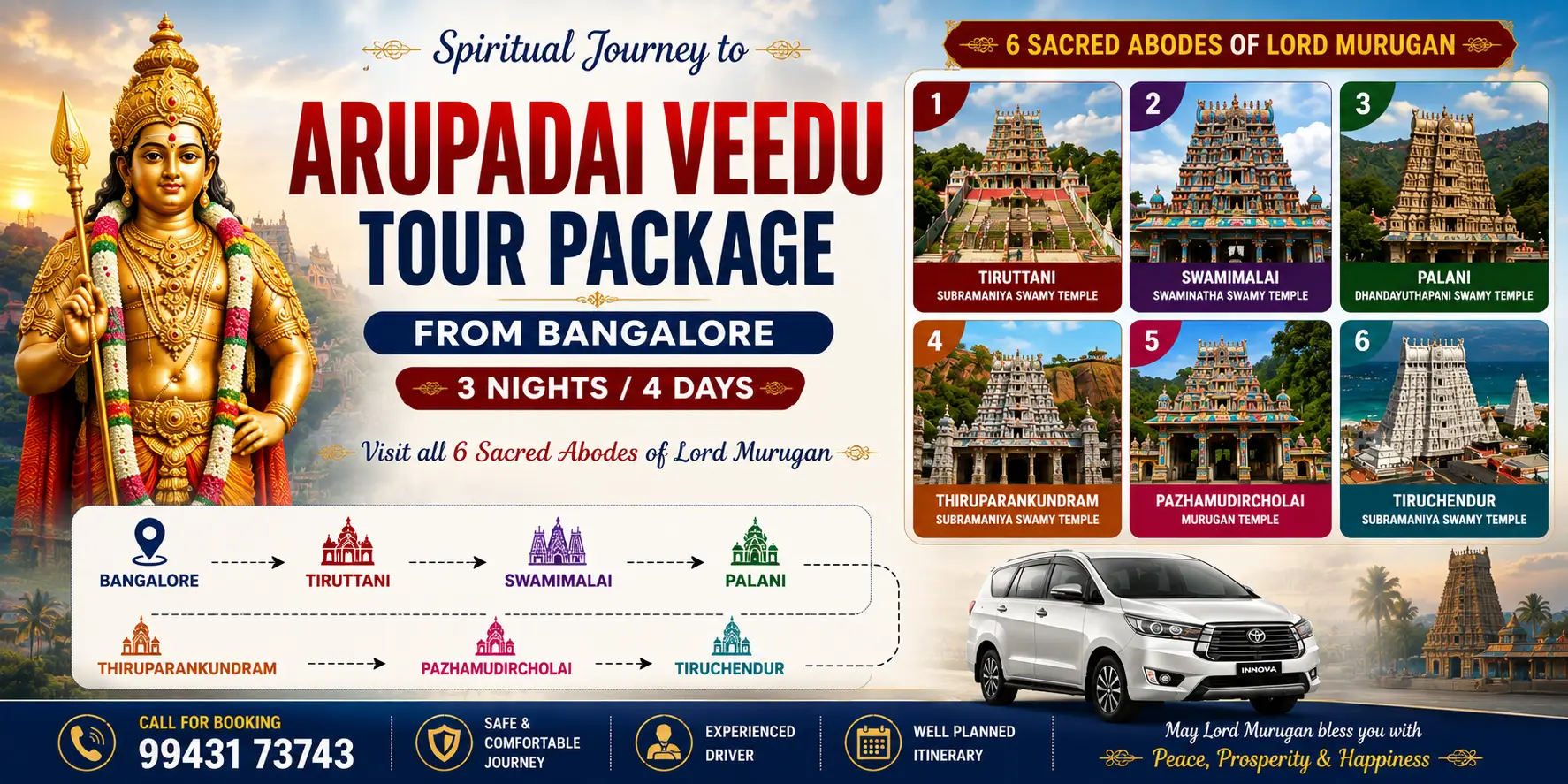 Arupadai Veedu Tour From Bangalore