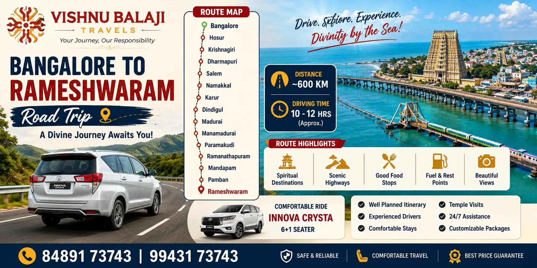 Bangalore To Rameswaram Road Route Map