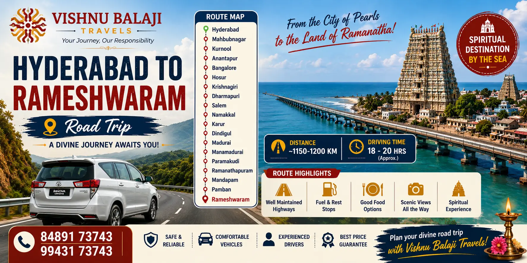 Hyderabad To Rameswaram Road Route Map