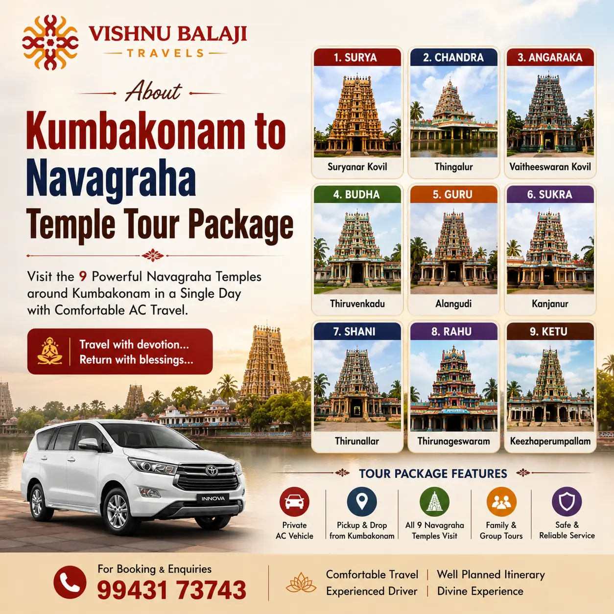 Kumbakonam To Navagraha Tour Packages