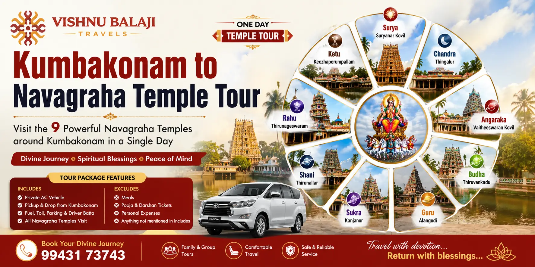 Kumbakonam To Navagraha Tour