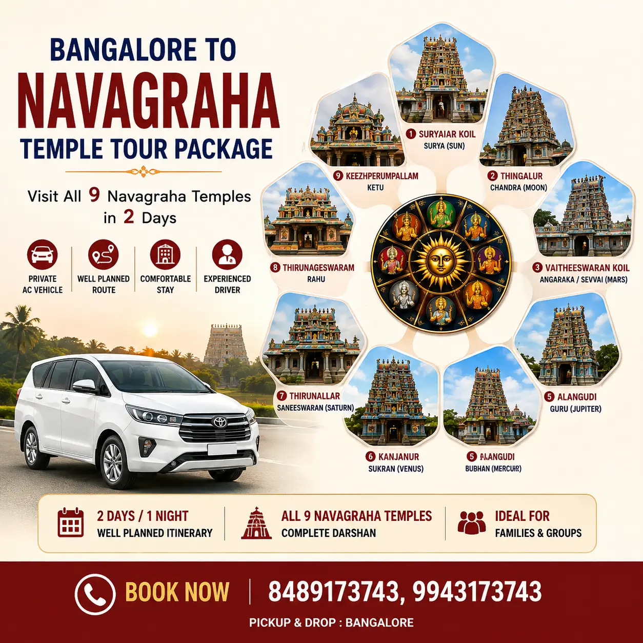 Navagraha Temple Tour Package From Bangalore