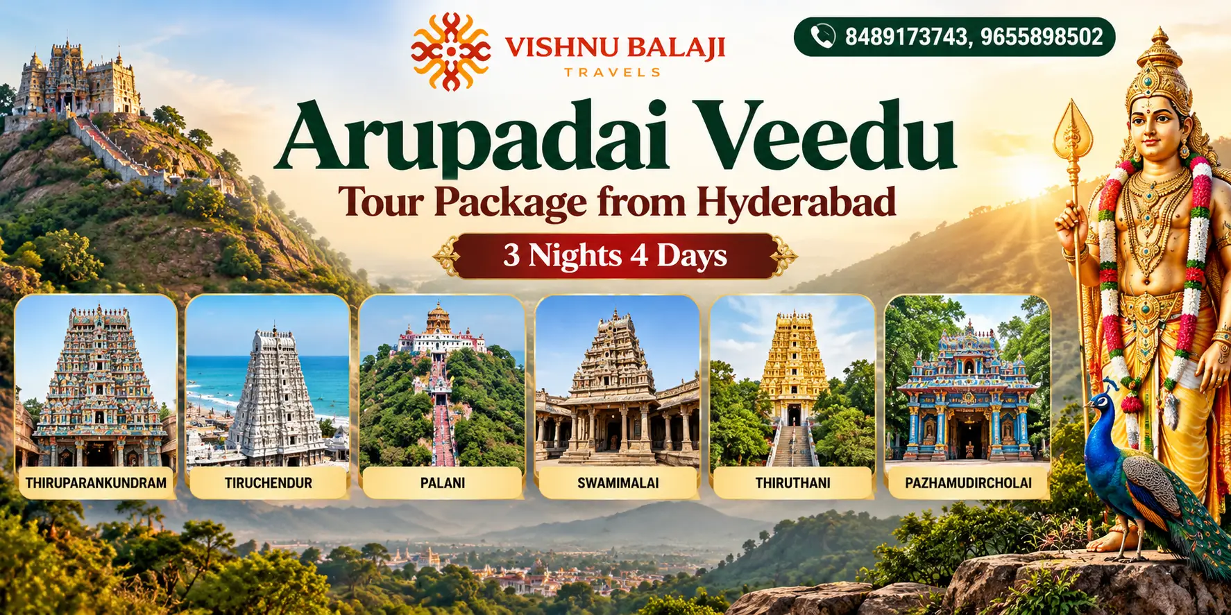Arupadai Veedu Tour Package From Hyderabad 3 Nights 4 Days