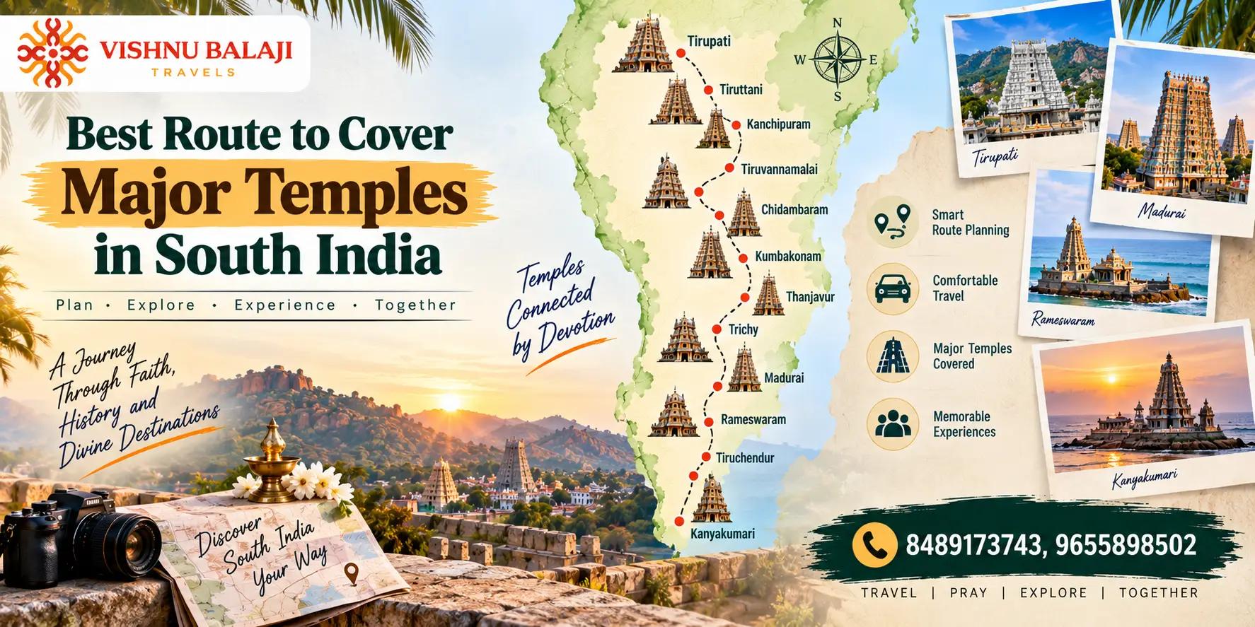 Best Route To Cover Major Temples In South India