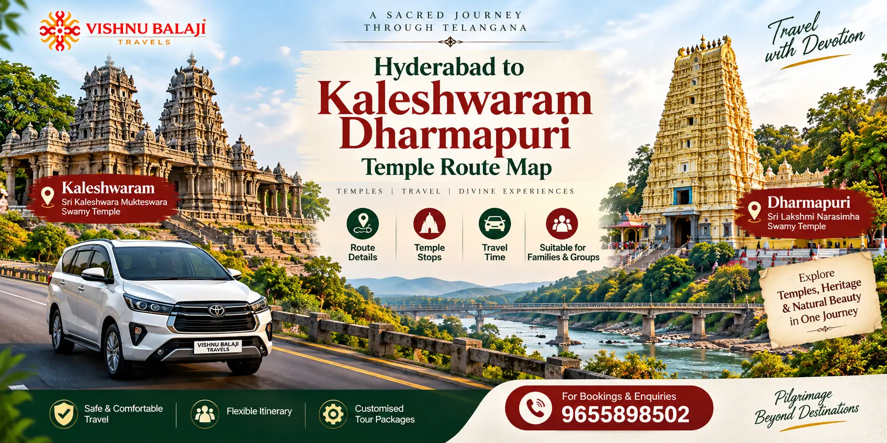 Hyderabad To Kaleshwaram Dharmapuri Temple Route Map