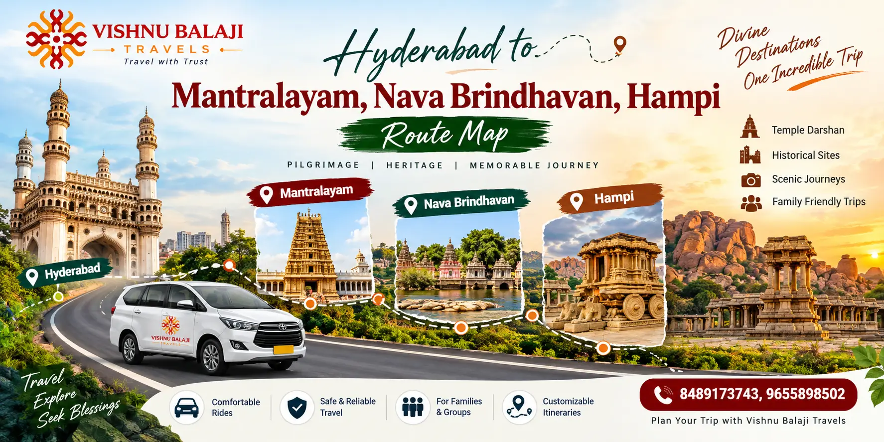 Hyderabad To Mantralayam Nava Brindhavan Hampi Route Map 1