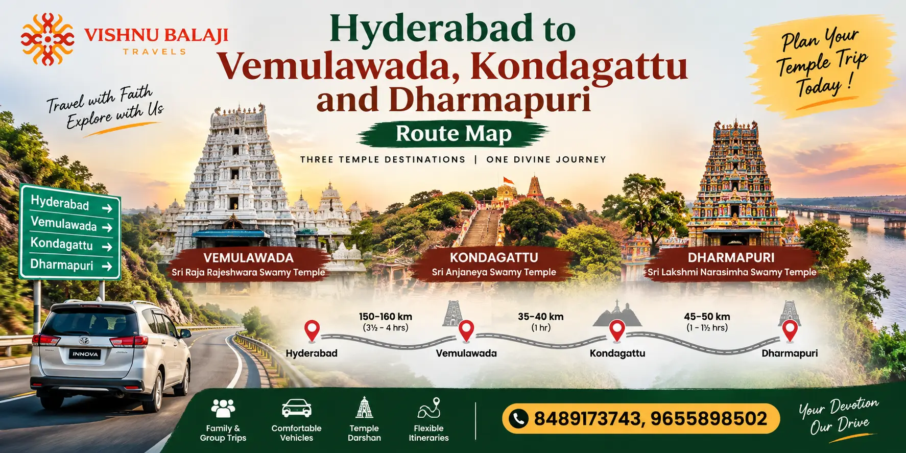 Hyderabad To Vemulawada Kondagattu Dharmapuri Route Map 1