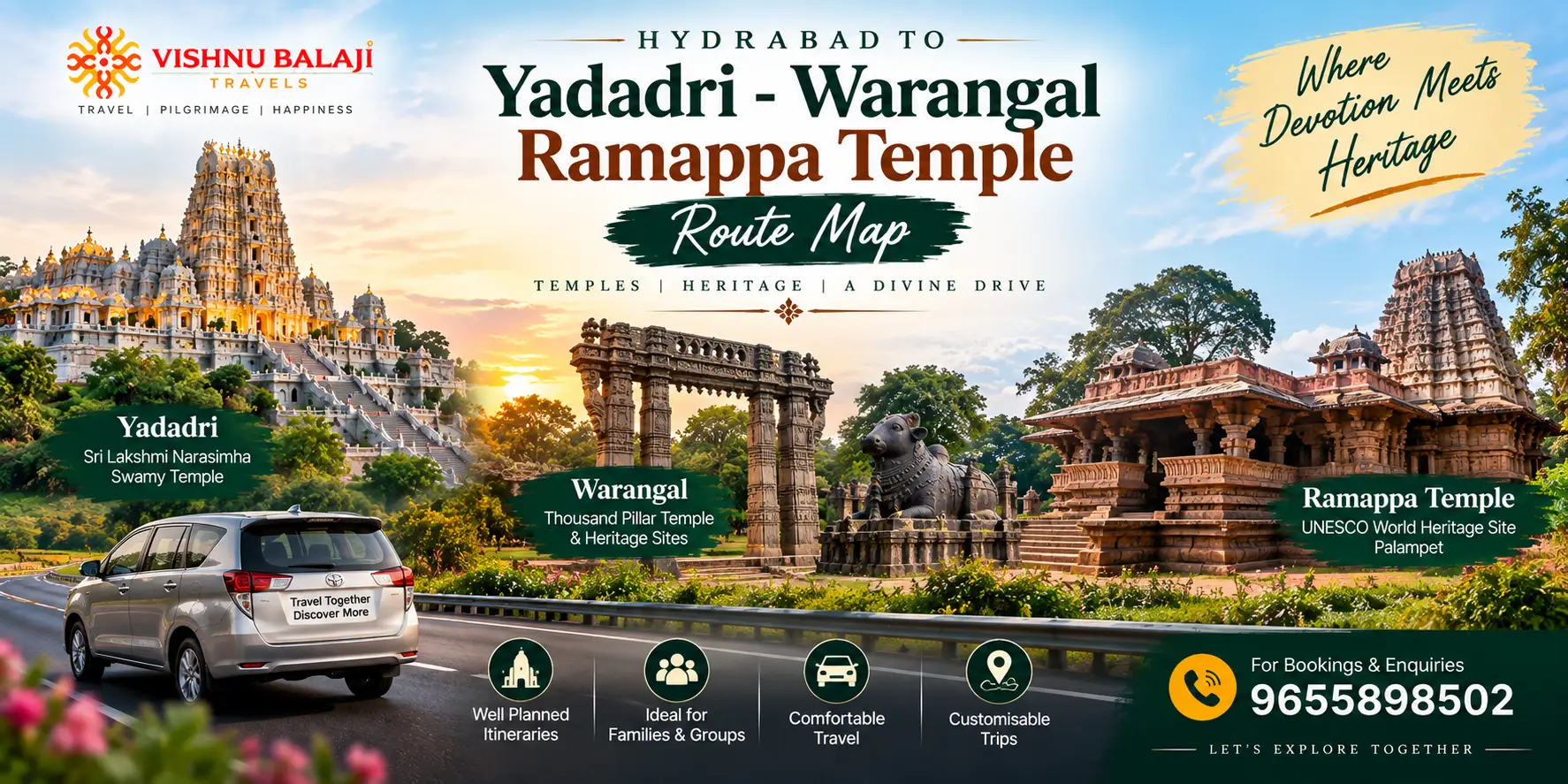 Hyderabad To Yadadri Warangal Ramappa Temple Route Map 1