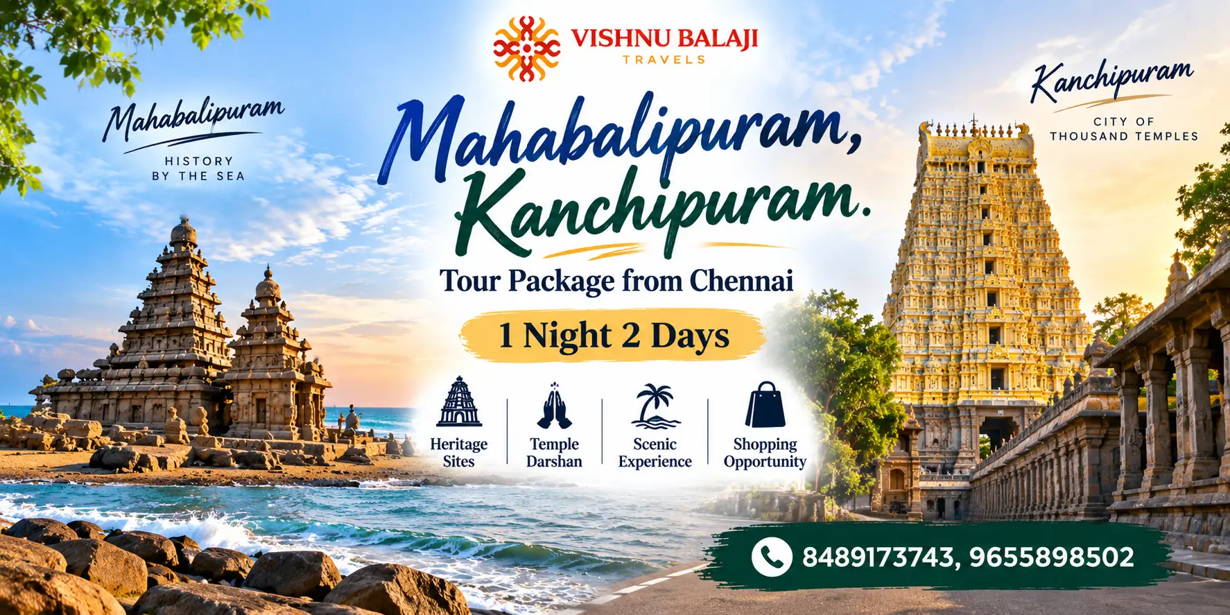 Mahabalipuram Kanchipuram Temple Tour From Chennai