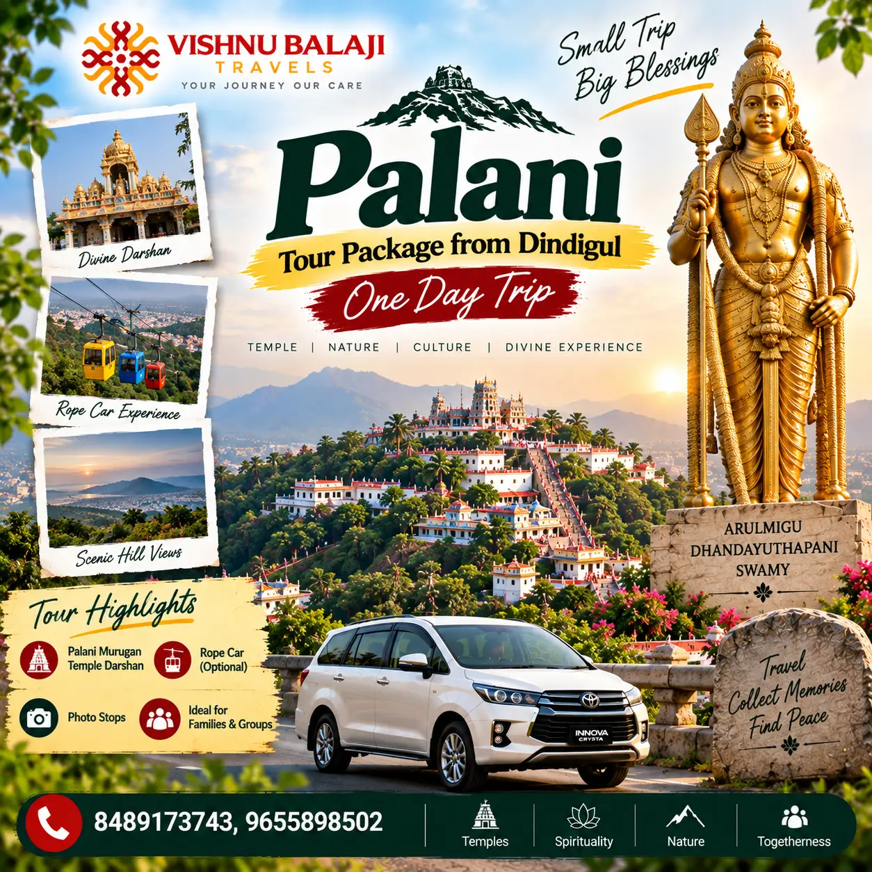 Palani Tour Package From Dindigul One Day