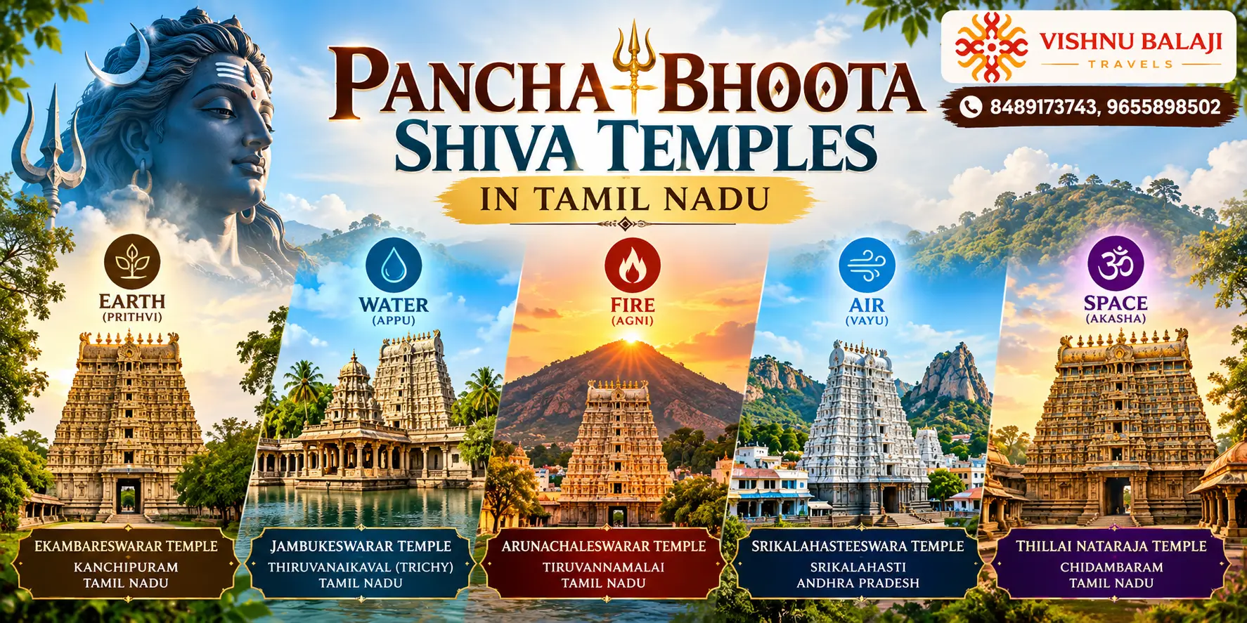 Pancha Bhoota Shiva Temples In Tamil Nadu