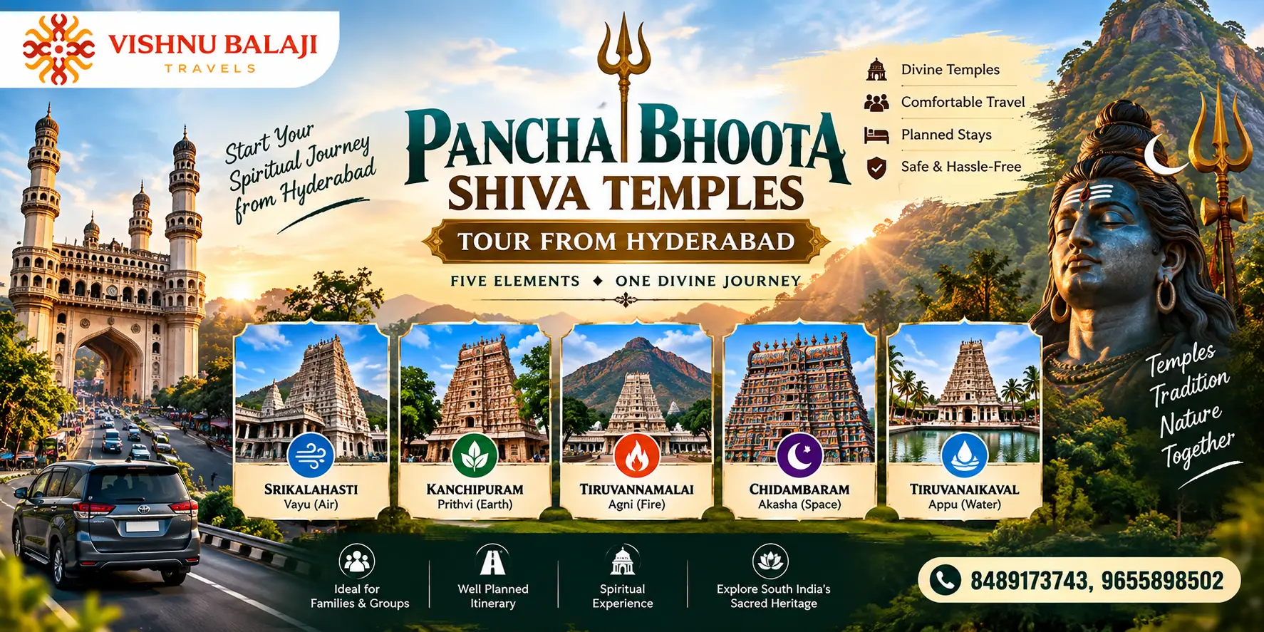 Pancha Bhoota Temples Tour From Hyderabad