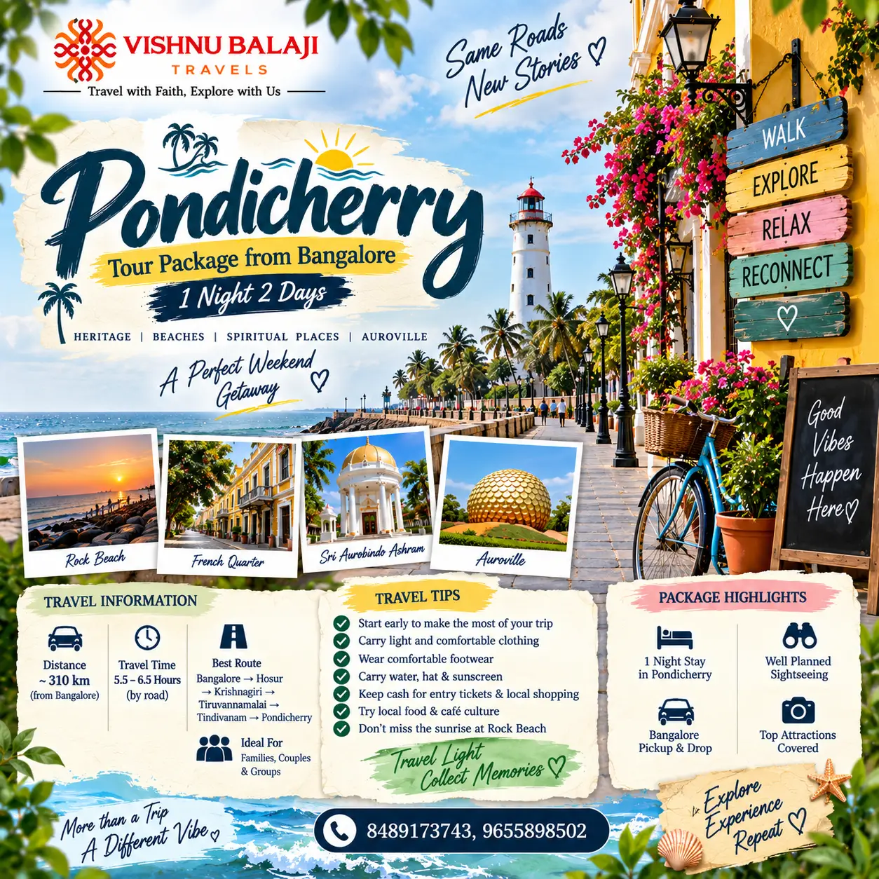 Pondicherry Tour Package From Bangalore