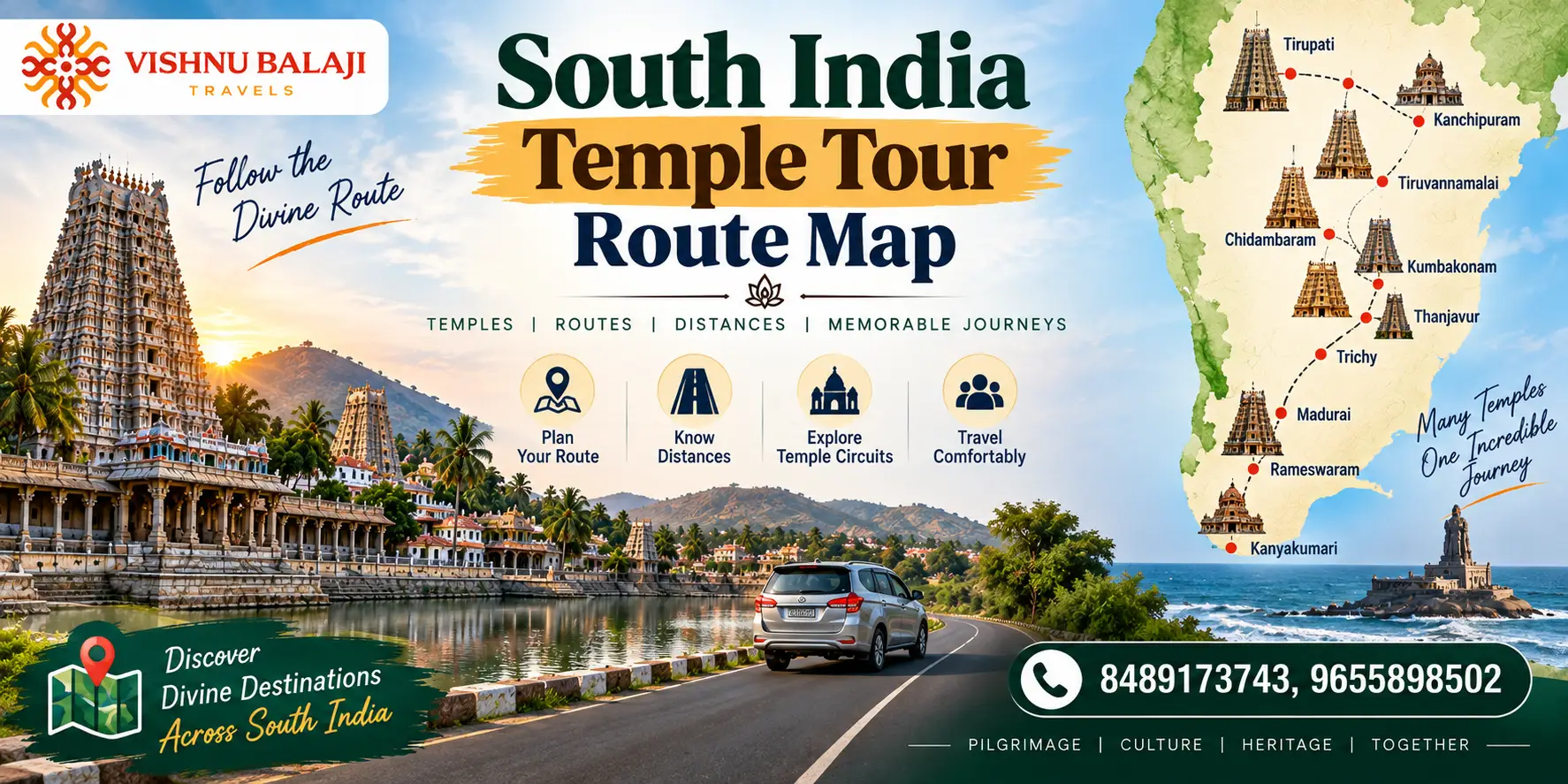 South India Temple Tour Route Map