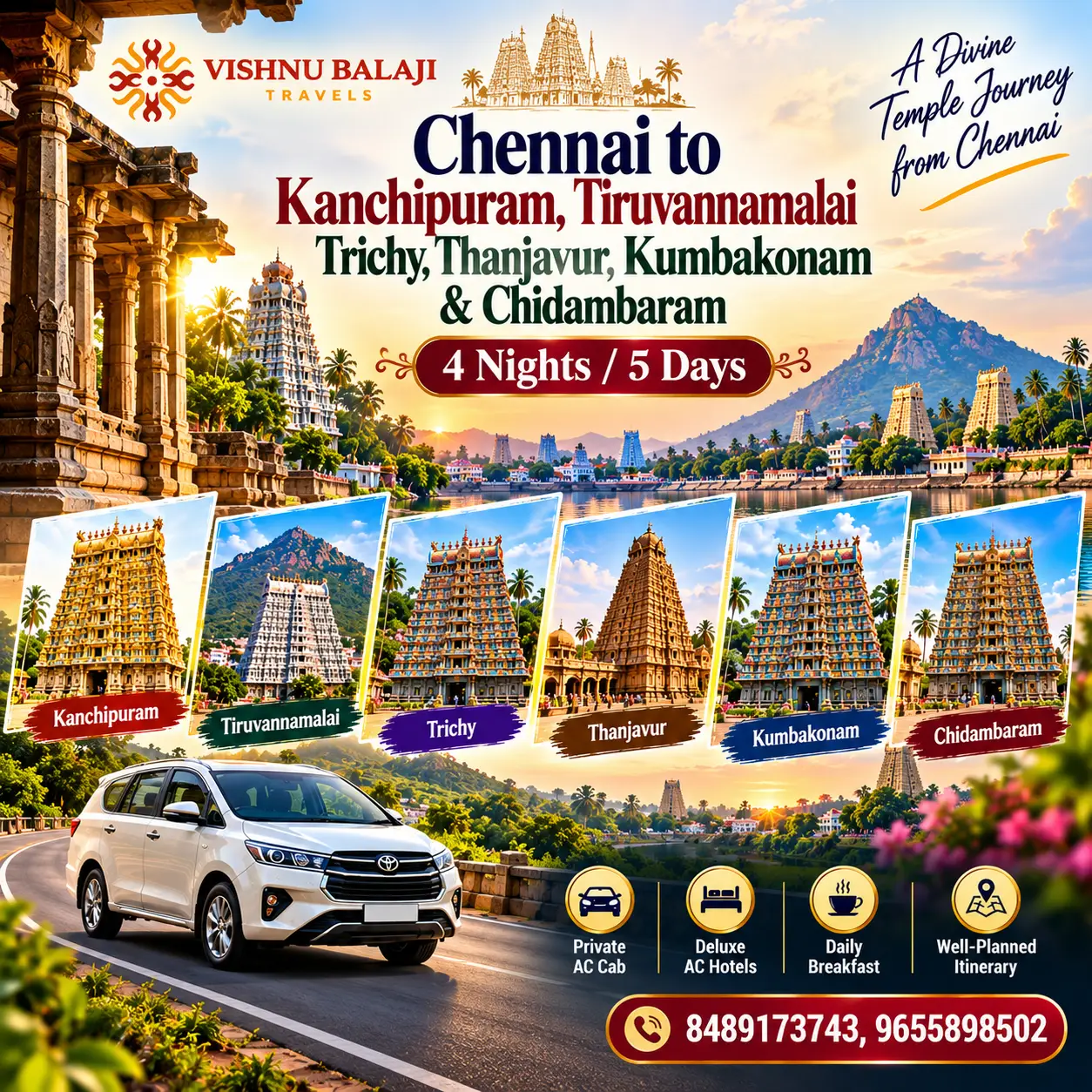 5days 4nights South India Temple Tour