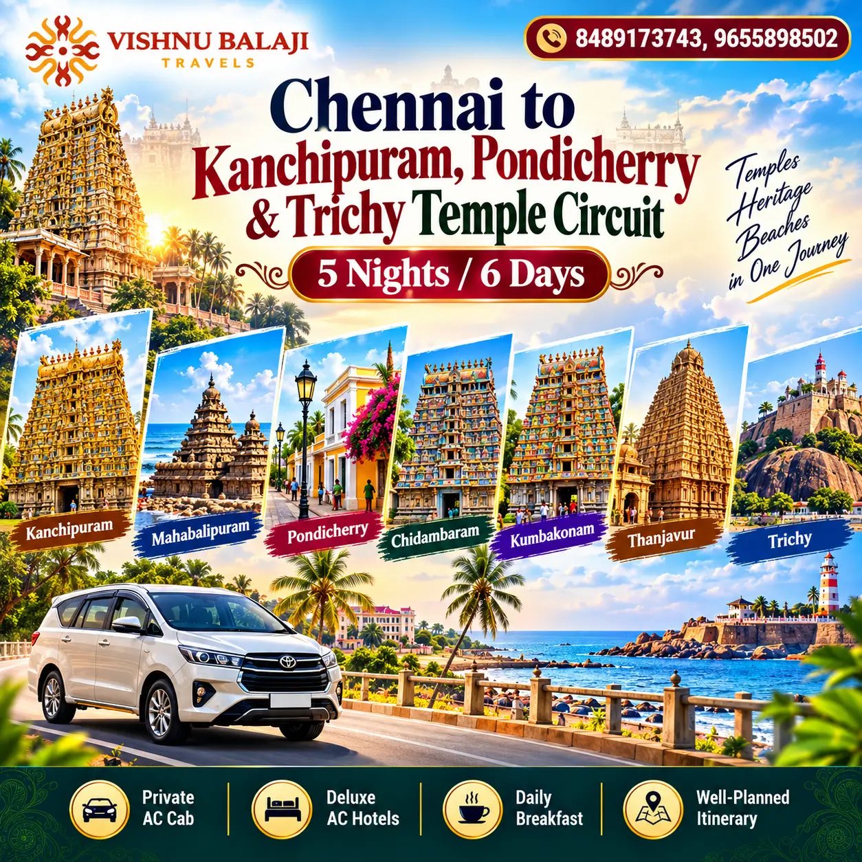 5night 6days South India Temple Circuit