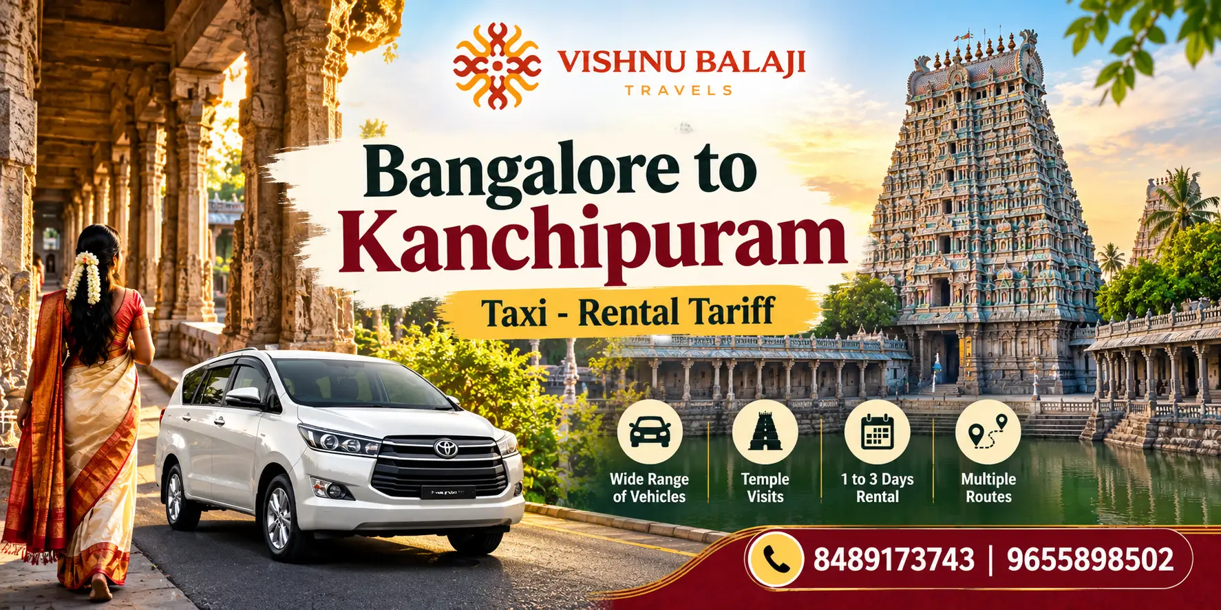 Bangalore To Kanchipuram Taxi Rental Tariff