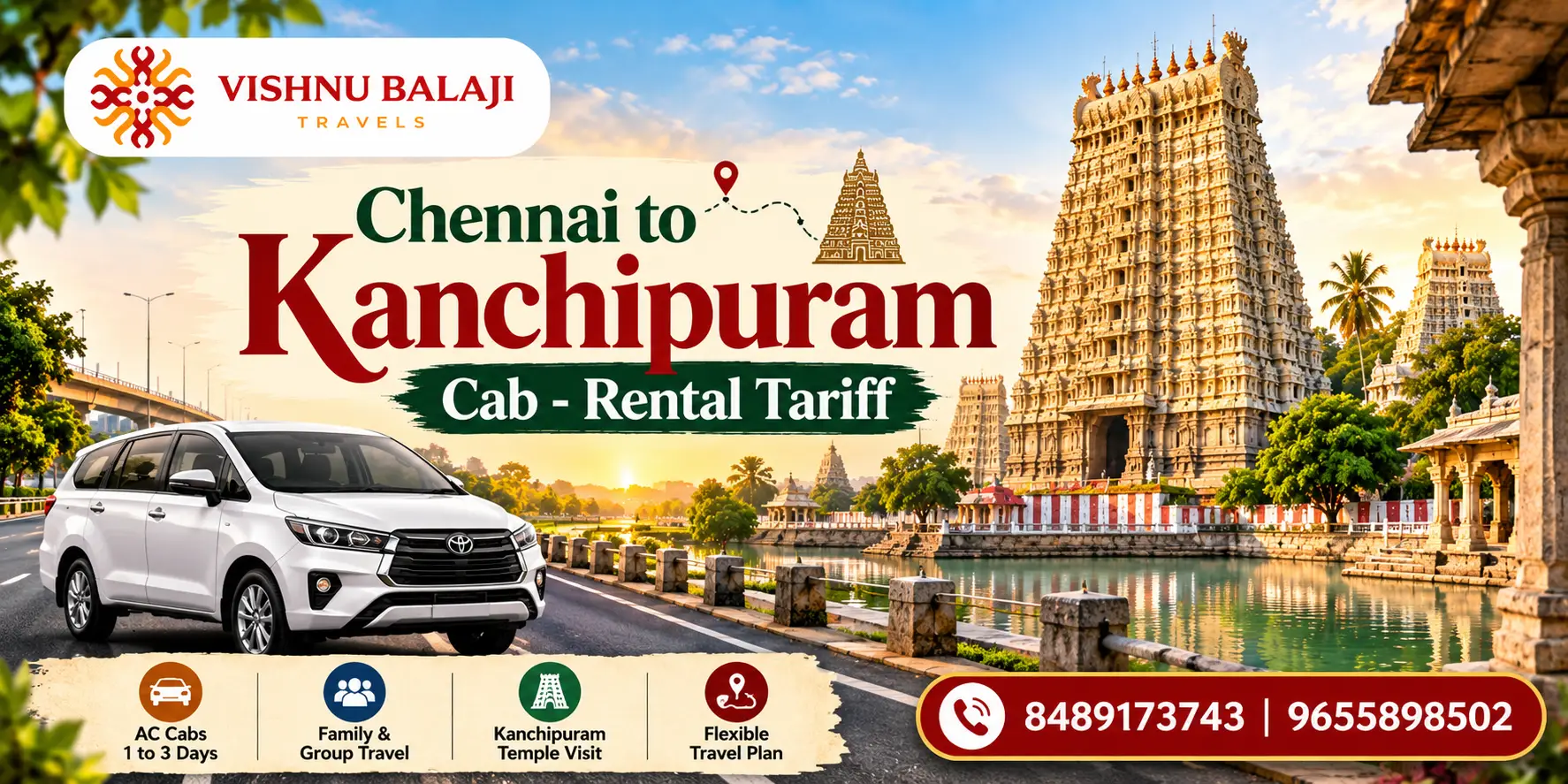 Chennai To Kanchipuram Taxi Rental Tariff