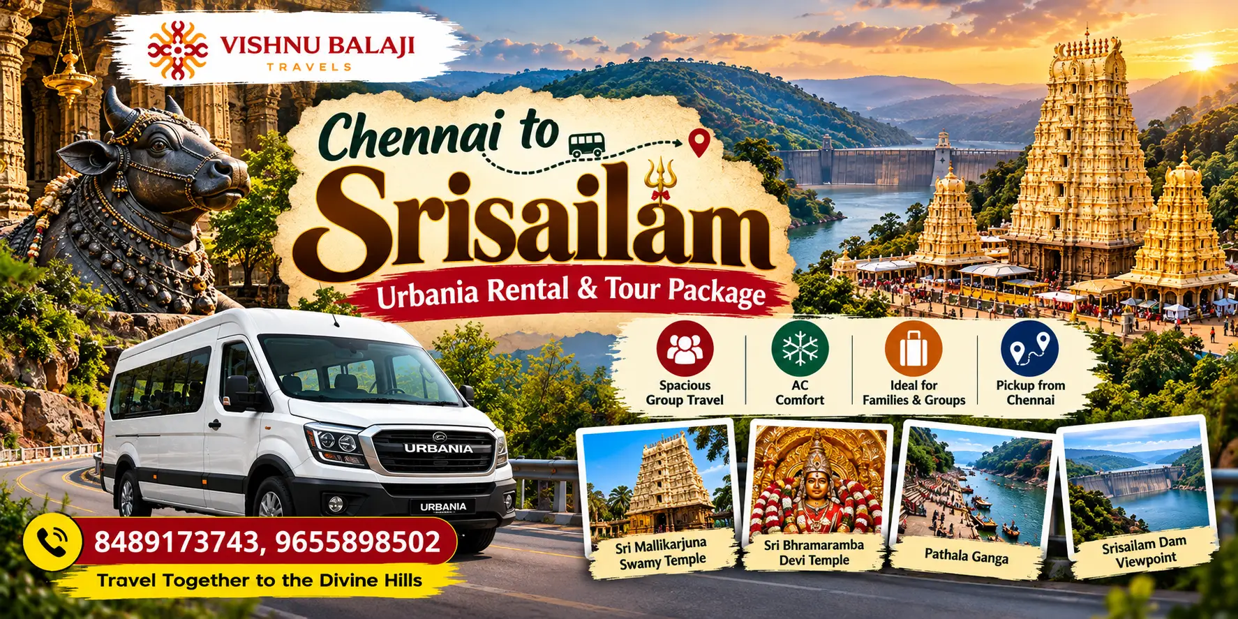 Chennai To Srisailam Urbania Rental Tour Package