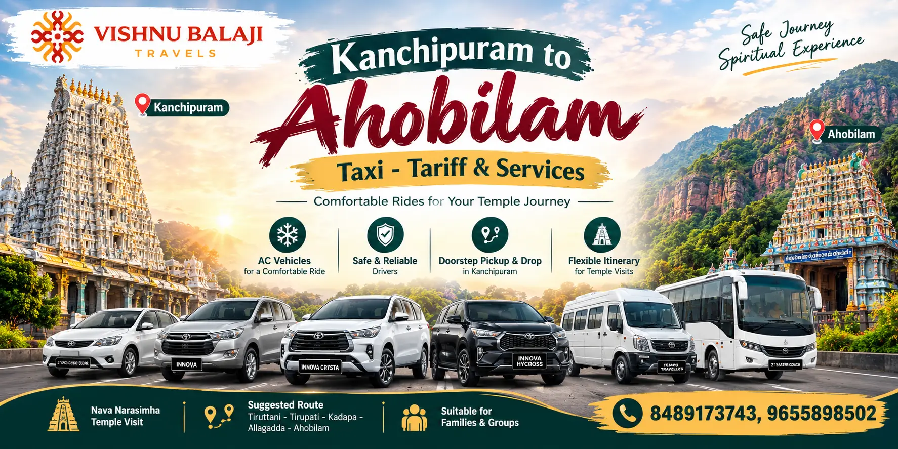 Kanchipuram To Ahobilam Taxi Tariff Services