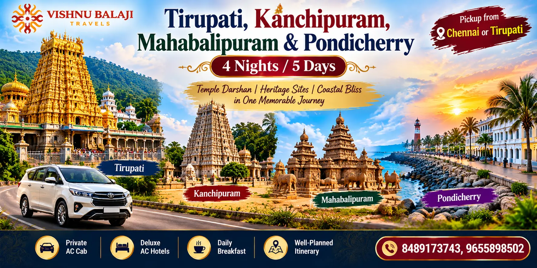 Tirupati Kanchipuram Pondicherry Tour