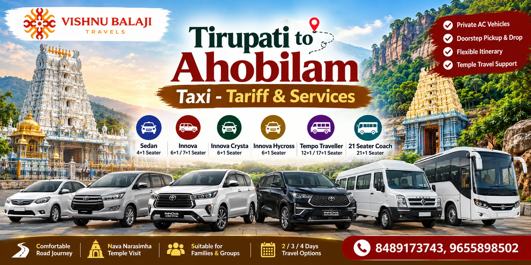 Tirupati To Ahobilam Taxi Tariff Services